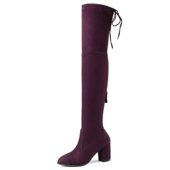 

fanyuan 2020 new arrival women's boots high heels over the knee boots pointed toe Stretch boots pointed toe long booties shoes