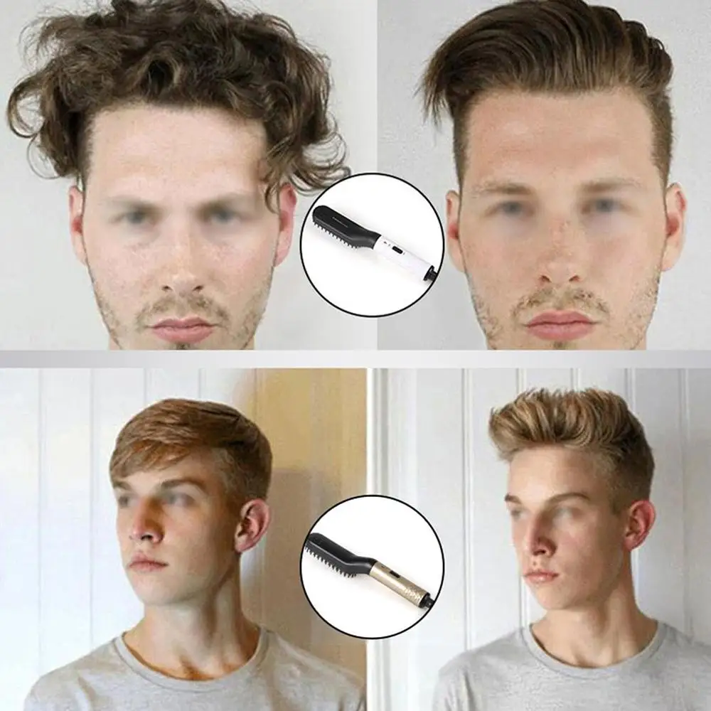 Мужская многофункциональная прямая расческа для волос, гребень для бороды, гребень для волос, Керамический выпрямитель для волос