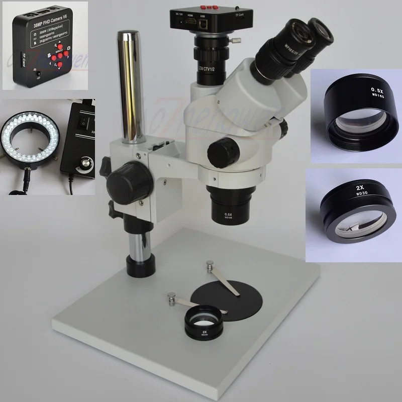 

38MP Full HD 1080P 60FPS HDMI Digital Mobile phone repair Microscope camera 3.5X-90X Simul Focal Microscope