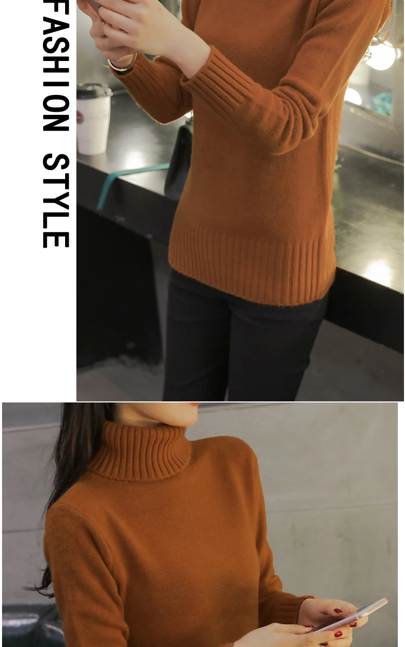 yellow sweater Knitted Sweaters Pullovers Turtleneck Long Sleeve Solid Color Slim Elastic Short Sweater Women 2020 New Autumn winter Women Sweaters