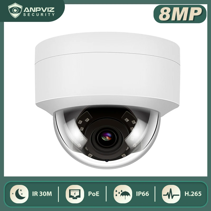 Купольная IP-камера Anpviz 8 Мп POE с аудио одностороннее для дома и улицы