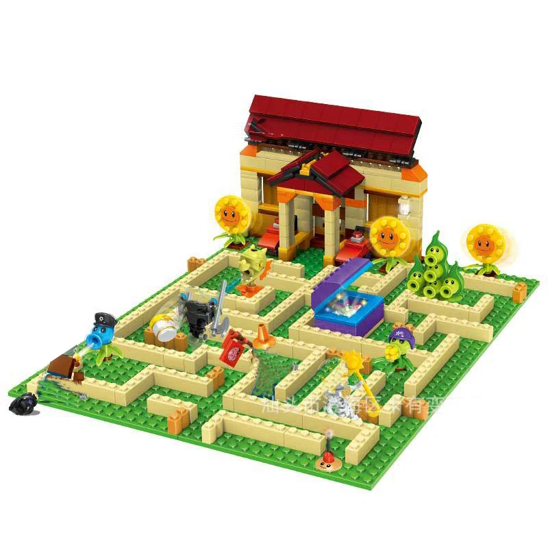

Plants Vs Zombies Set Garden Maze Battle With Figures Can Be Launched Building Blocks Bricks Compatible Gift