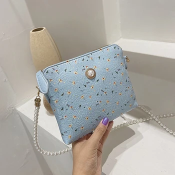 

Fashion Pu Leather Crossbody Bag For Women Small Elegant Shoulder Handbag Female Travel Thick Beaded Chain Zipper Cross Body Bag