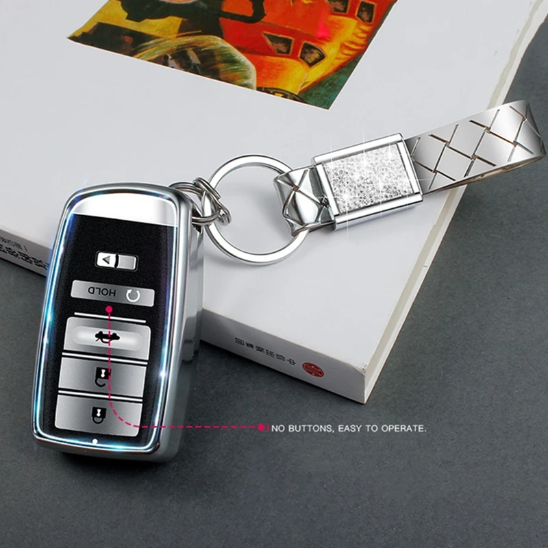 

Car Key Case For Acura CDX TLX-L RLX RDX NSX MDX ILX TLX 2016 with Crystal Diamond Keychain Smart Plating Shell Protection