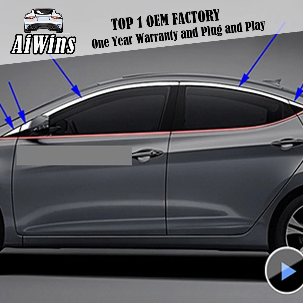 Aiwins стикер оконной отделки из нержавеющей стали для Hyundai Elantra MD 2012- оконные рамы блестящий чехол аксессуары для отделки