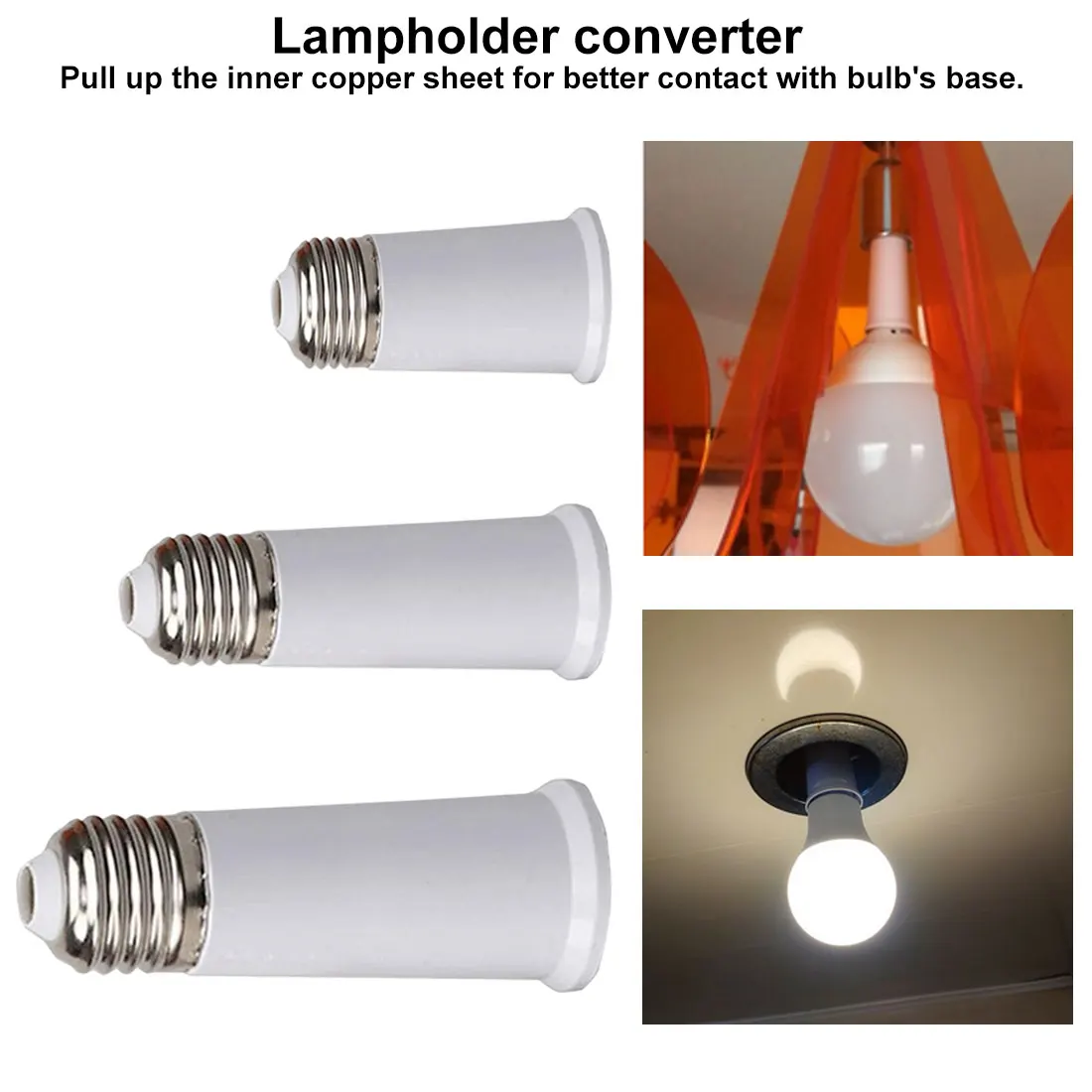 

E27 to E27 Lengthen Lamp Base Converter LED Light Base E27-E27 Extender Lamp Socket Extension Light Bulb Holder Screw Adapter