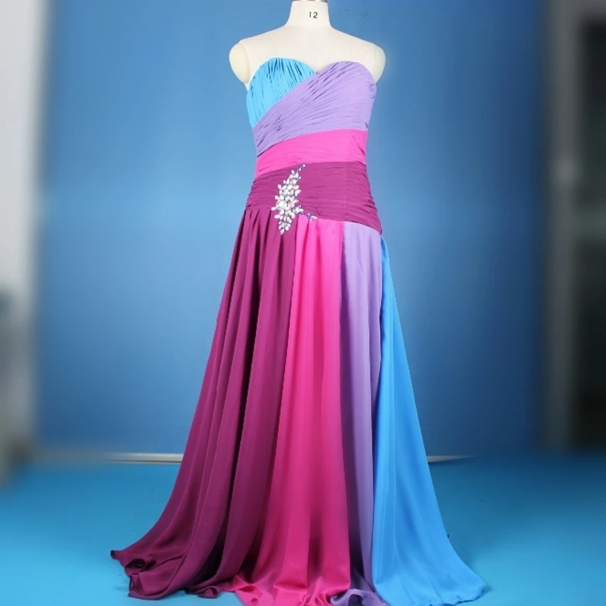 pink and blue combination long frocks