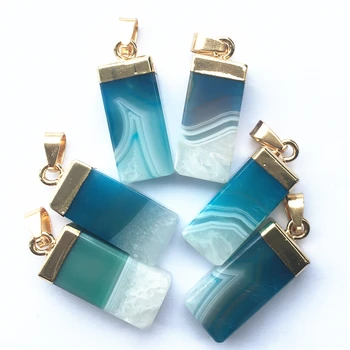 

Rectangle pendant necklace agates druzys natural stone pendents women men drop charms jewelry making gifts bulk Wholesale 6pcs