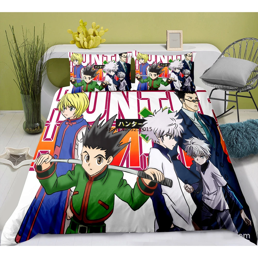 Animation Series Hunter X Hunter Gon Freecss Pattern Bedding Duvet Cover 3 Piece Set Ultra Soft Comforter Cover With Pillowcase double duvet covers