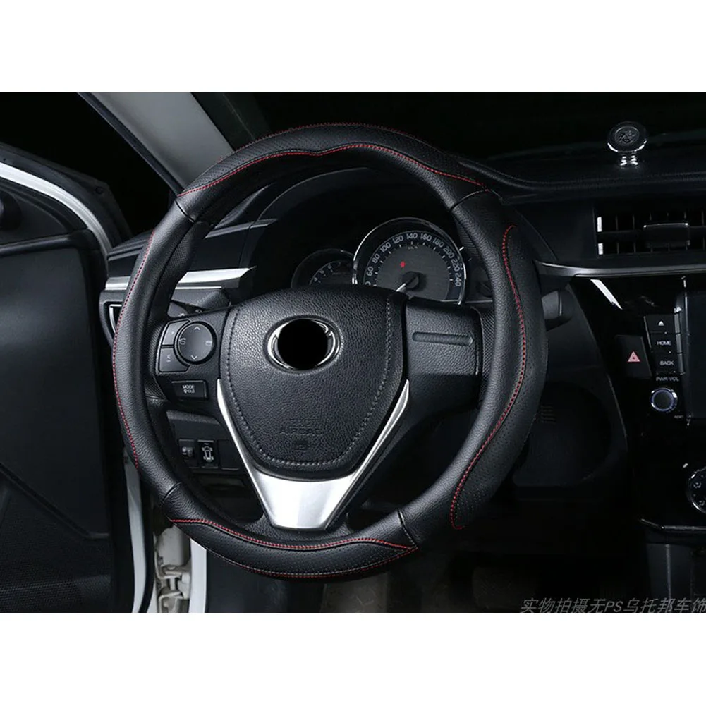 Подходит для Toyota Corolla Camry RAV4 крышка рулевого колеса для мужчин и женщин дышащая Нескользящая - Название цвета: Черный
