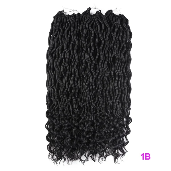 TOMO 20 Inch Goddess Faux Locs Crochet Hair Extensions Synthetic Soft Locs with Curly Ends Wavy Faux Locs Braiding Hair 24 Roots #1B