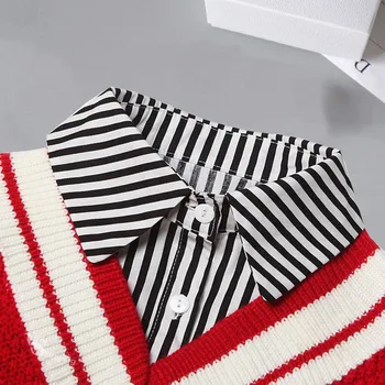 

Stripe Fake Collar Shirt Women Detachable Collar Lapel Shirt Necktie False Collar Female Kragen Sahte Yaka Kraagje Nep Dames