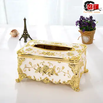 

European Style High Grade Napkin Box Toilet Tissue Box Hotel Living Room KTV Creative Plastic Car Paper Box Tissue Boxes