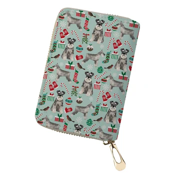 

THIKIN 2019 Christmas Gift Schnauzer Print Women ID Card Holder Minimalist Wallet Daily Simple Wallets Travel Passport Cover