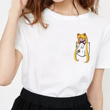 Harajuku Sailor Moon T Shirt New Fashion Pattern Streetwear Tops Loose Short Sleeve Women Tshirt Kawaii Print Couple Clothes