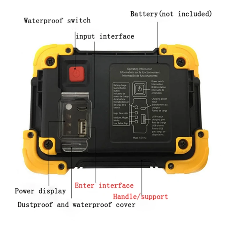 20W COB Led Rechargeable Work Light Emergency Lamp Hand Torch Camping Tent Lantern USB Charging Portable Power Bank Searchlight
