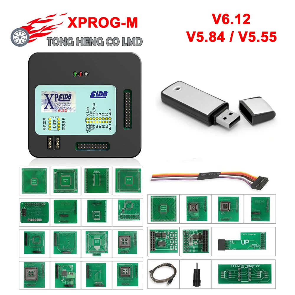 _ V6.12 ECU Программатор XPROG M V5.84 V5.55 Полные Адаптеры с USB ключом Φ Box X Prog M|Считыватели