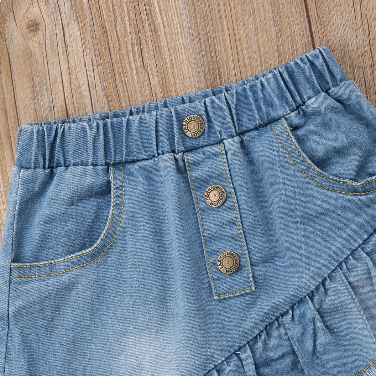 Летняя детская синяя джинсовая мини-юбка для маленьких девочек короткая юбка с оборками Одежда для маленьких девочек одежда для детей от 1 до 6 лет