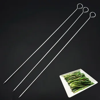 

10pcs Picnic Barbecue Prod Stainless Steel Skewers Grill BBQ Meat Brochette Shish Kebab Skewers Roasting Needles BBQ Roaster