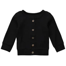 Детское трикотажное пальто однотонные универсальные повседневные с круглым воротником одежда с длинными рукавами для маленьких девочек Одежда для новорожденных детей от 0 до 24 месяцев