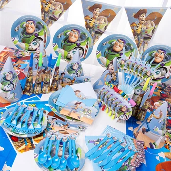 

Cartoon Toy Story Disposable Paper Napkin Banner Tablecloth Straw Cup Saucer Baby Shower Birthday Party Decoration Kids Mask