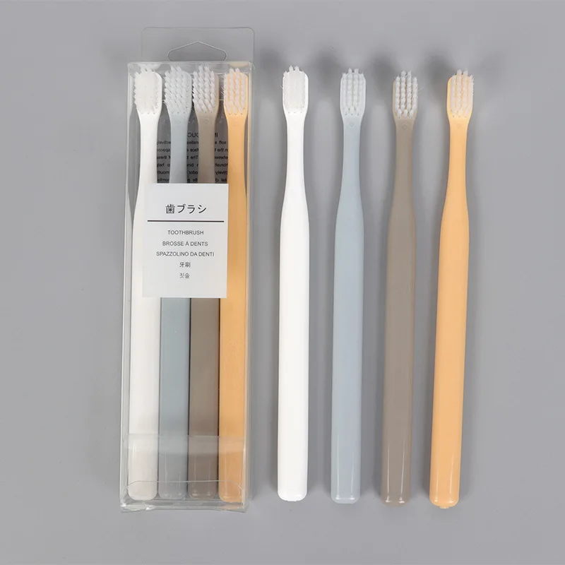

Wechat Business Hot Selling MUJI-style Celebrity Style Toothbrush 4 Installed Japan Small Head Adult Soft Bristle Toothbrush Hou