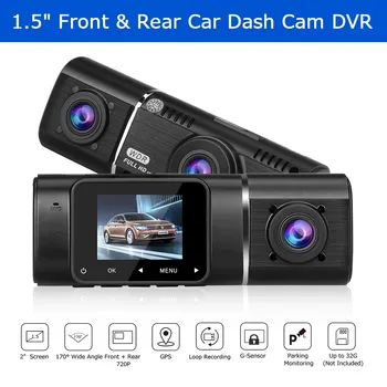 

Car DVR Dash Cam 1.5" 170° Wide Angle Dual Lens Front & Rear 1080P +720P H190 Dash Camera Night Vision Dashcam