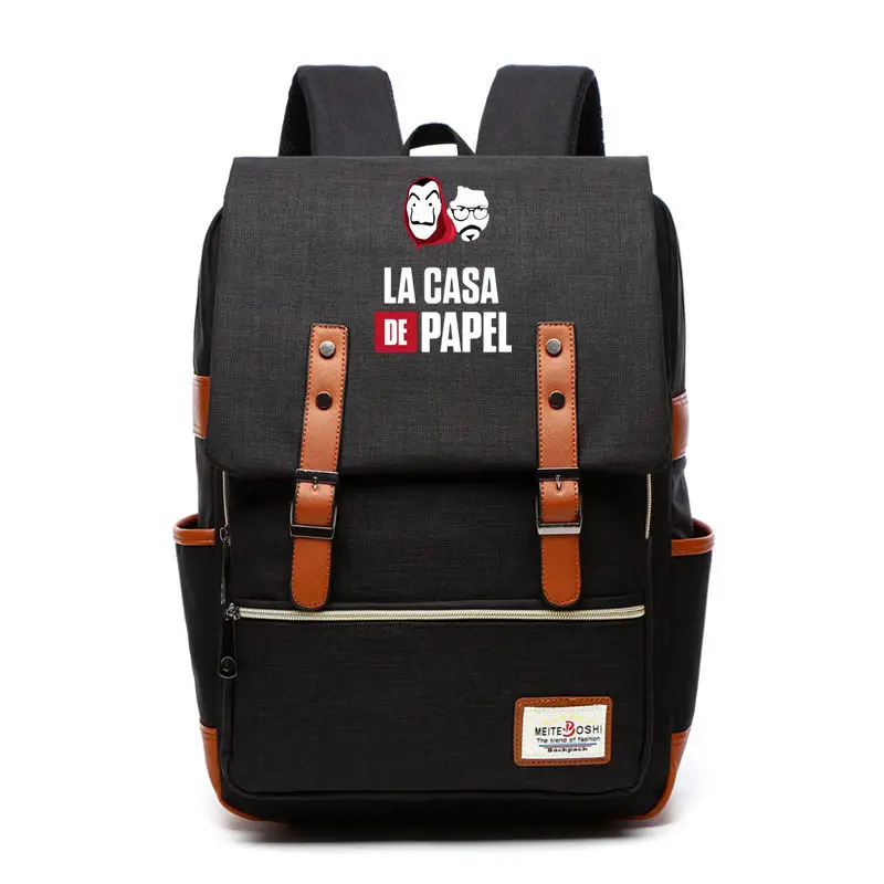 La Casa De Papel рюкзак холщовая школьная сумка через плечо бумажный дом элегантный дизайн ноутбук дорожная сумка рюкзак для подростков
