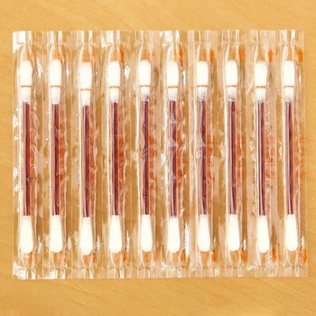 

10pcs Multifunction Disposable Stick Portable Make Up Double-head Disinfected Iodine Bar Medical Cotton Swab Wood