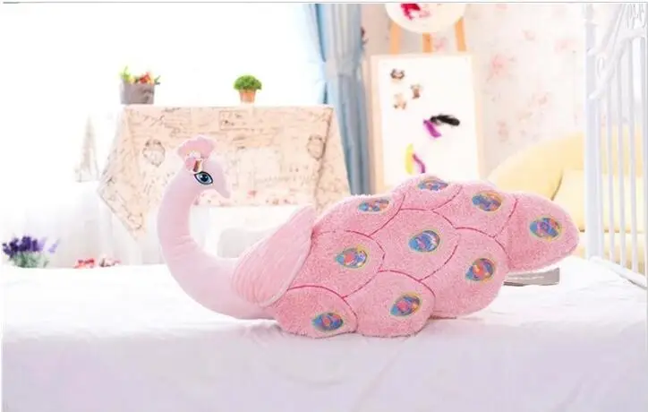 60/80cm Cartoon Peacock Dolls Plush Toys Home Decorative Peacock Pillow Cushion For Leaning Girl's Birthday Present