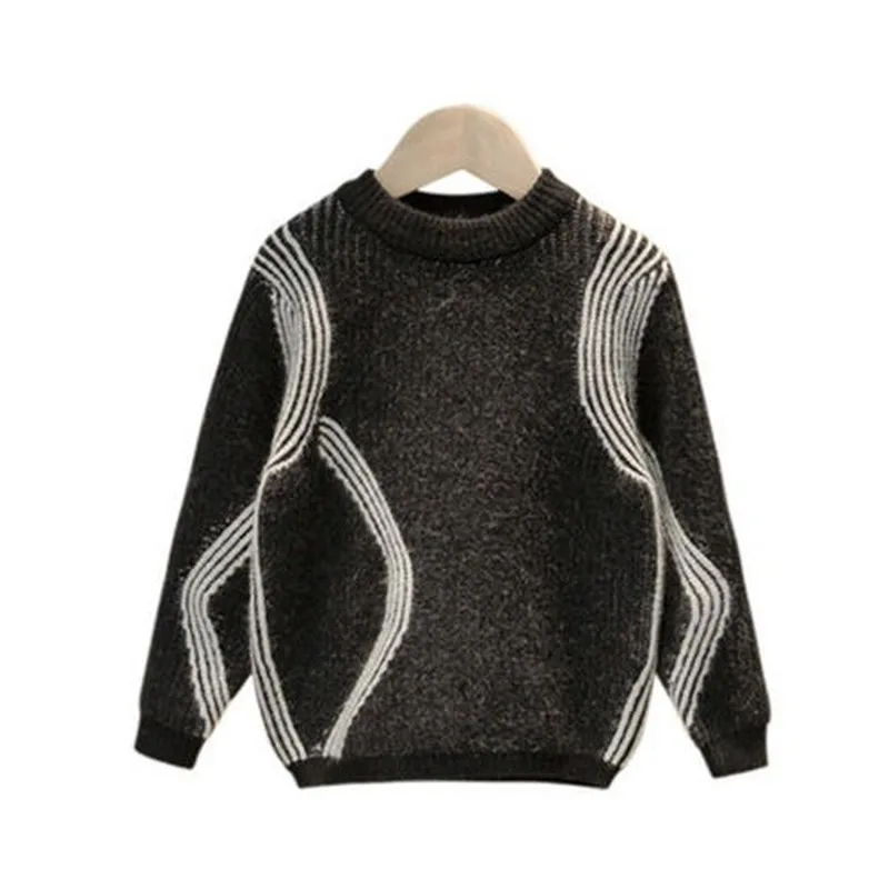 И принтом звездочки для детей свитер пуловер из хлопка с двойным Слои высокое