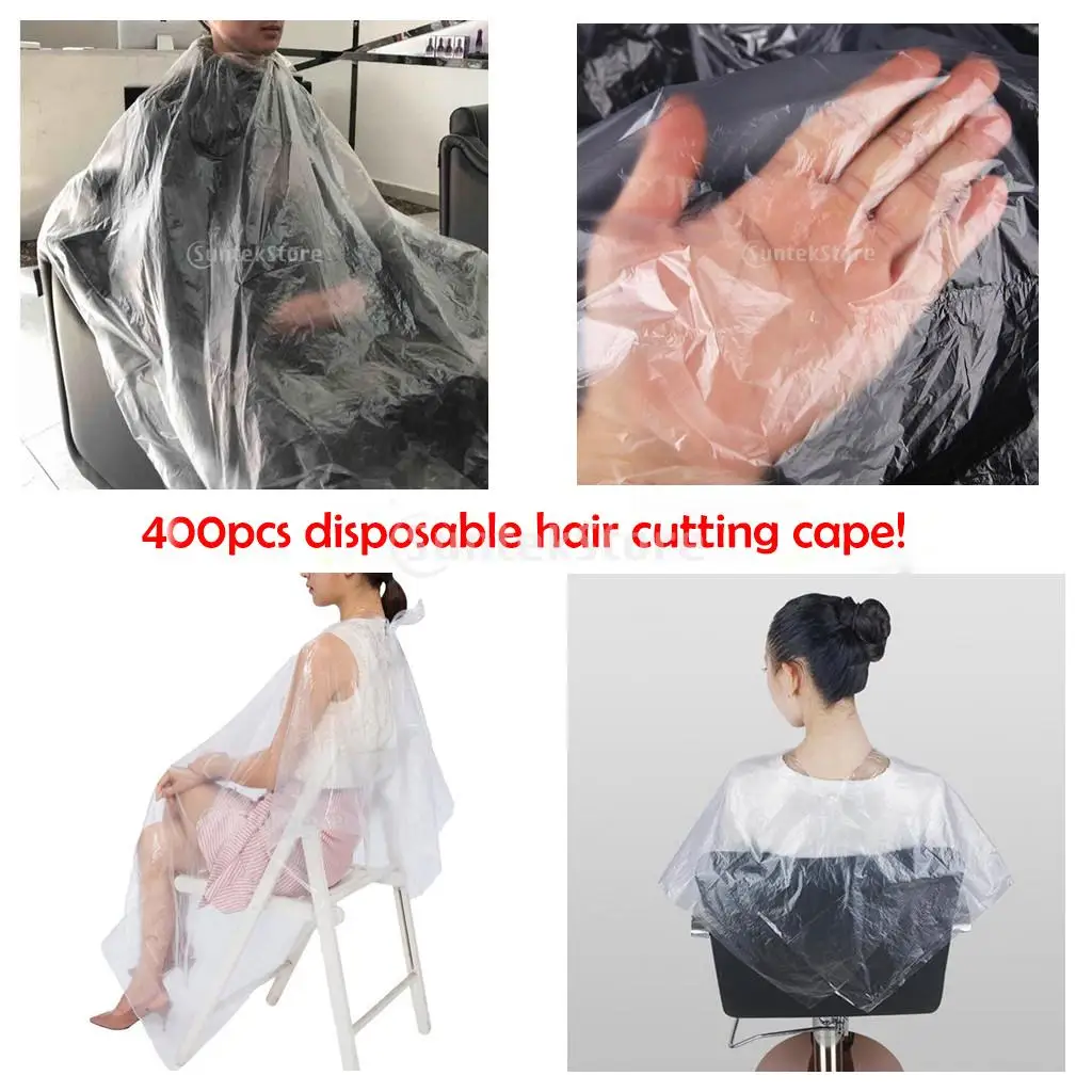 400x Large Disposable Hair Cutting Cape Gowns Barber Capes Apron Clear