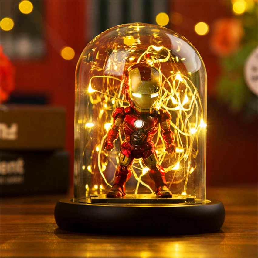 Герой паук настольная лампа Marvel супер Железный человек Халк Дэдпул светодиодный настольный лампа, ночник Многоцветный Рождественский Декор Детские Подарочные игрушки - Испускаемый цвет: Iron Man