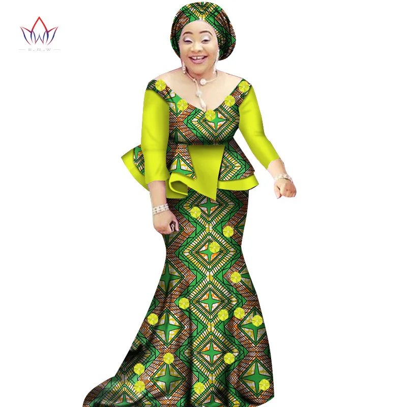 2019 летняя африканская Женская юбка с круглым вырезом и принтом комплект одежды в