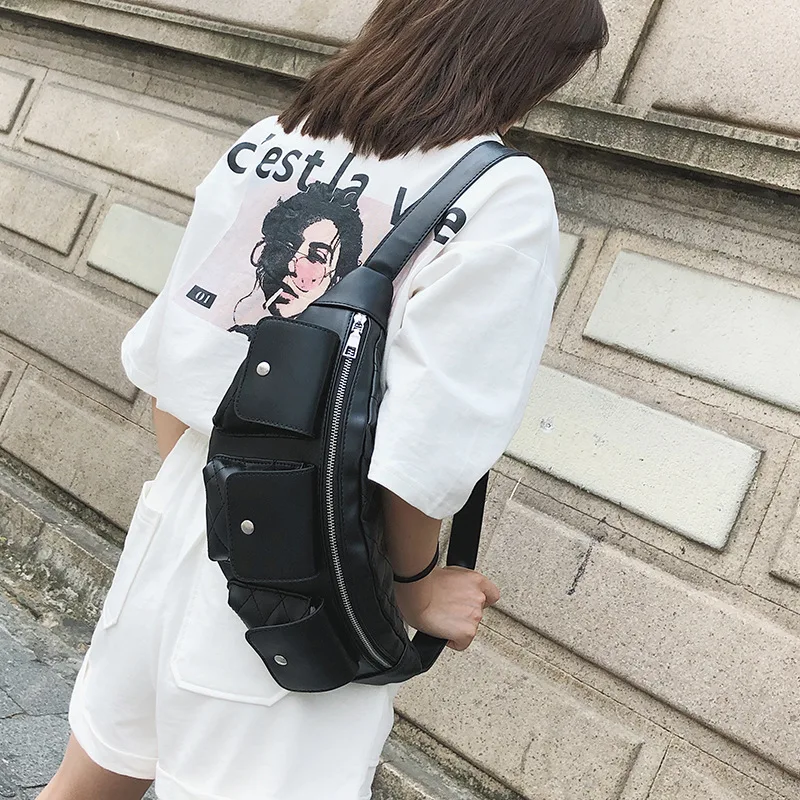 

Bag Women's 2018 New Style Korean-style Versitile Fashion Shoulder Oblique Bag Cool Casual College Style Chest Bag Wallet Fashio