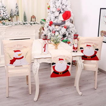 

Christmas Table Runner Mat Santa Print Tablecloth Christmas Table Flag for Home Party Decoration