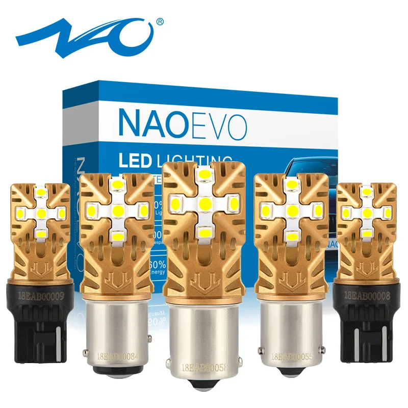 NAO 2x P21W LED автомобиль BA15SS 12V 24V 1156 1157 P21/5W BAY15D T20 7443 W21/5W авто DRL 7440 W21W PY21W BAU15S Янтарный