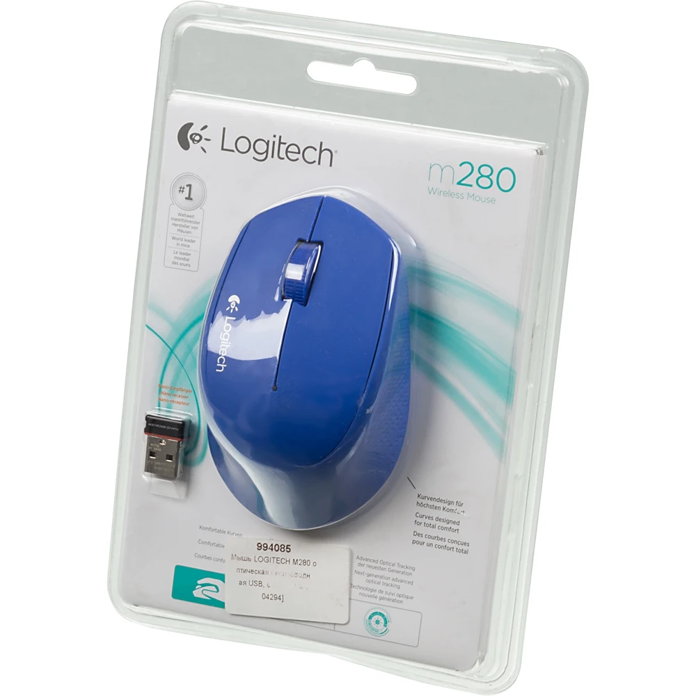 Мышь Logitech M280 синий оптическая(1000dpi) беспроводная USB(2but
