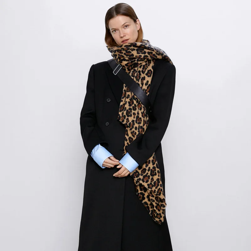Новое поступление женский леопардовый принт кашемировый шарф-Палантин женский зимний толстый теплый arylic Шаль Обертывание супер большой брендовый шарф