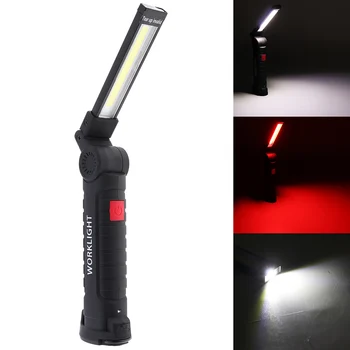 

W52 Portable 5 Mode COB Flashlight Torch USB Rechargeable LED Work Light Magnetic COB Lanterna Hanging Hook Lamp for Camping