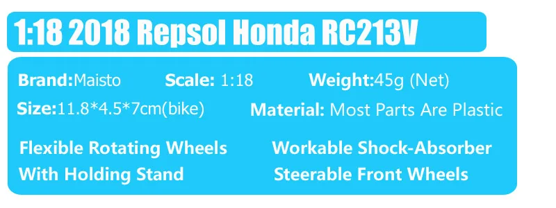 1/18 Maisto весы Repsol Honda RC213V высокая отключающая способность No#26 Дани педроса No#93 Марка Marc marquez мотоцикл, гоночный велосипед GP литья под давлением Модель игрушечных автомобилей