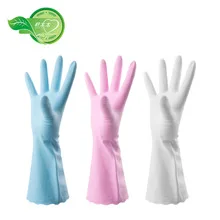 Кухонная посуда для домашней уборки, для мытья посуды, ПВХ, прямые полоски, шнурок сверху, толстый плюс бархат, теплый латексный каучук, посуда Glov