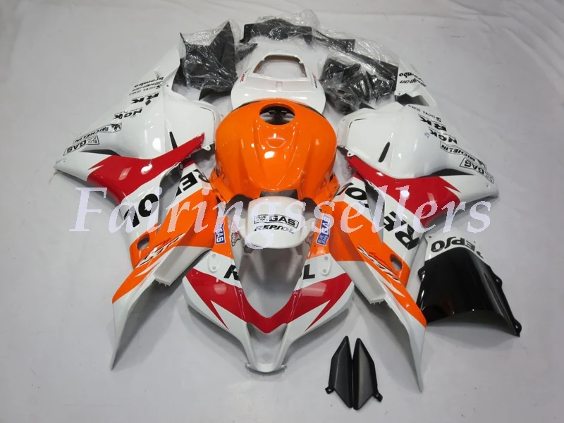 White Orange Repsol Топ впрыска ABS Полный комплект обтекателя подходит для Honda CBR600RR F5 2009 2010 2011 2012 Обтекатели белый красный Repsol - Цвет: White Orange Repsol