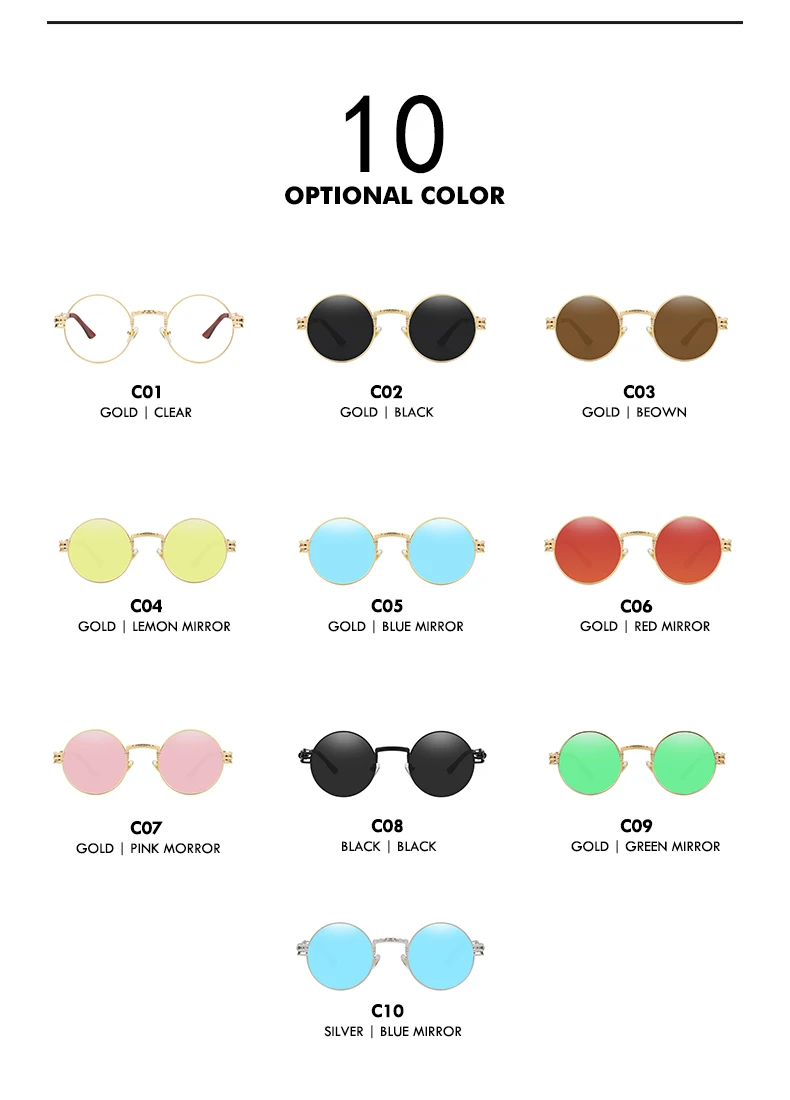 Men's Classy Round Designer UV400 Sunglasses Variations