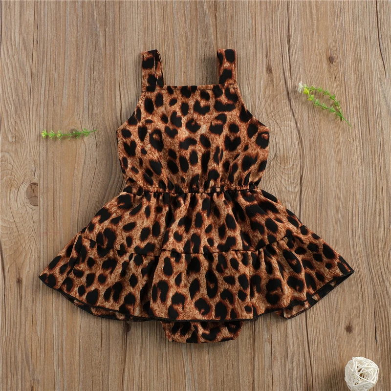 hirigin Newborn Baby Girl Infant Short Sleeve Leopard Blouse Romper Short Jumpsuit Summer Clothes