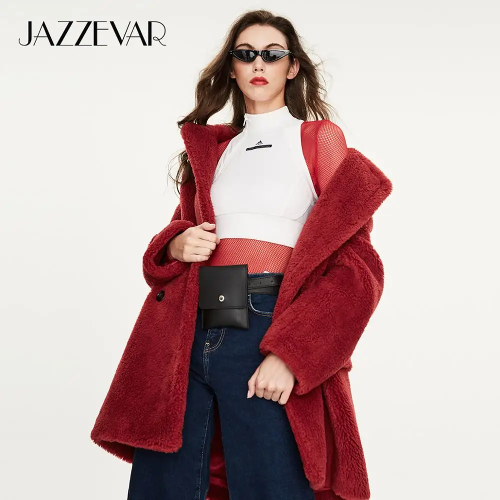 JAZZEVAR зимнее Новое поступление пальто с мехом женская высококачественная стильная верхняя одежда средней длины K9052