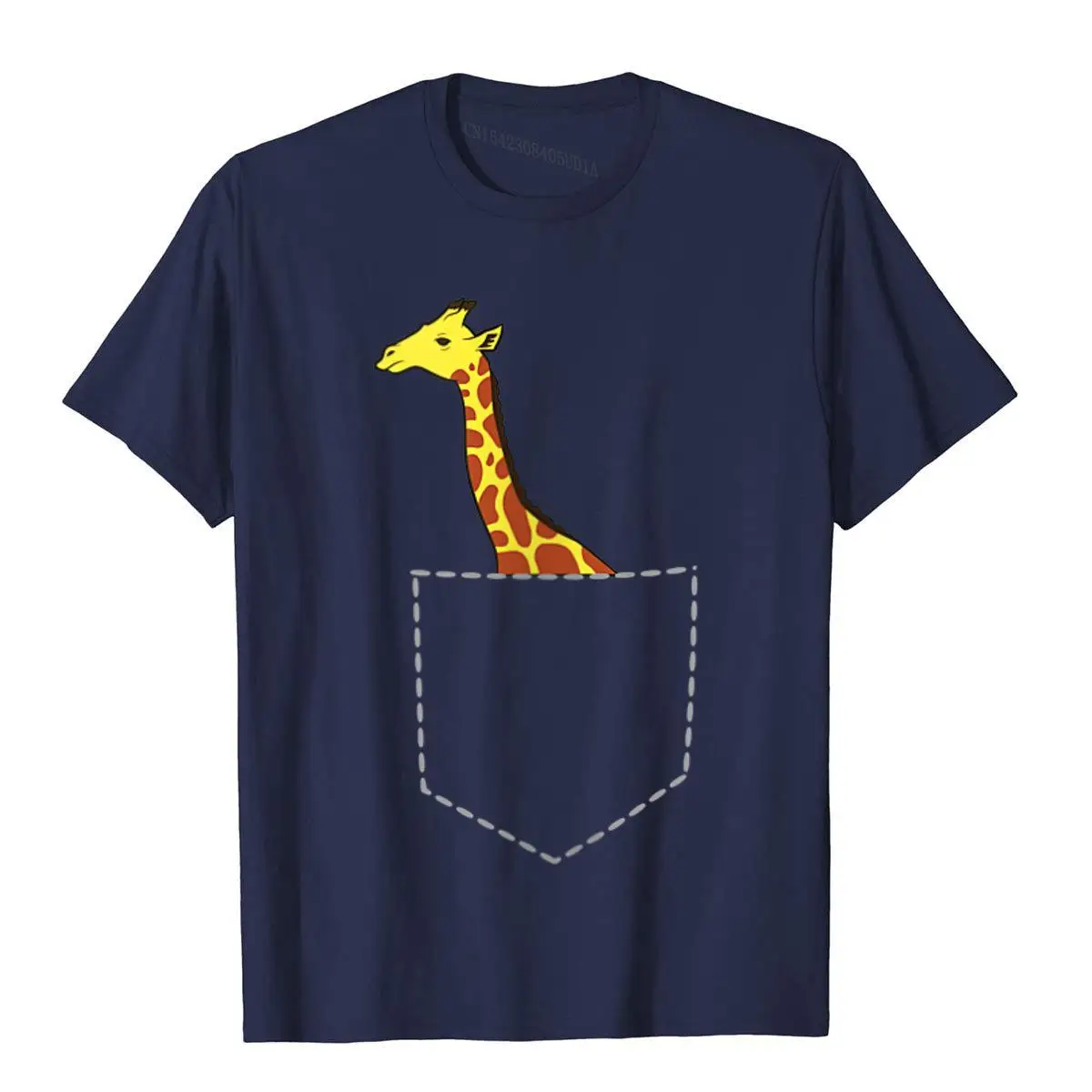 Womens Giraffe In Pocket Cool Tall Giraffe Tall Animal Giraffe V-Neck T-Shirt__B11840navy