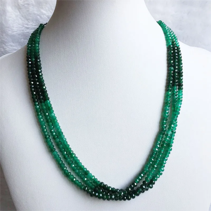 Emerald Jade Beaded Choker Necklace with Sapphire Accents