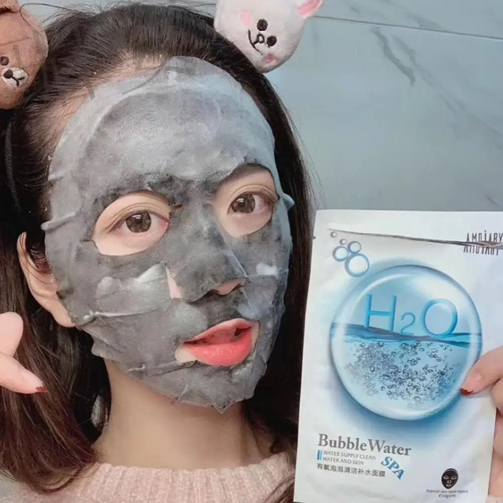 1 шт. кислородный пузырьковый лист маска Корейская Очищающая маска удаление грязи черных точек увлажняющая бамбуковая угольная черная маска для лица