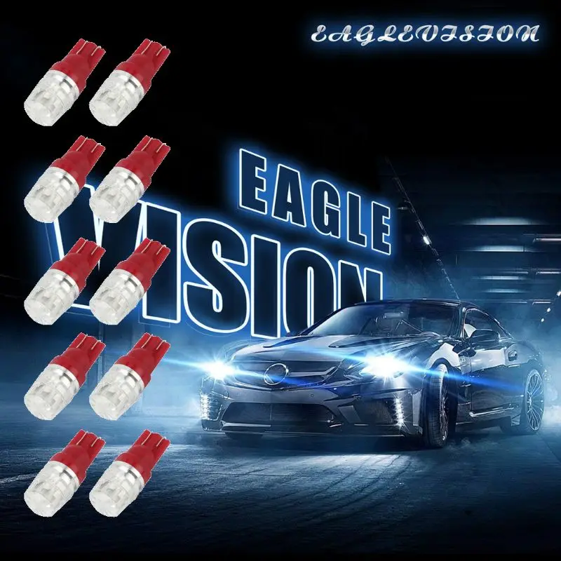 10 шт. DC12V T10 Ширина автомобиля лампы красный светильник ing боковые внутренние огни декодирующий светильник